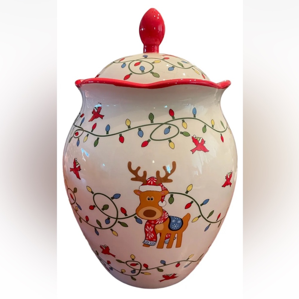Winter Whimsy Covered Cookie Jar Canister Holiday Christmas Temptations By Tara